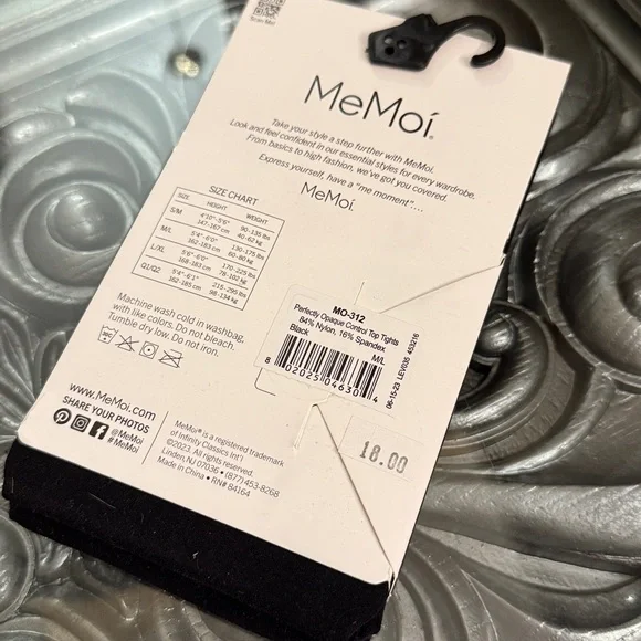 MeMoi M/L Perfectly Opaque Control Top Black Opaque 40 Denier Tights - Picture 3 of 8